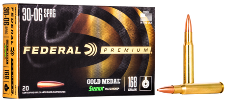 Federal Büchsenmunition Gold Medal .30-06 Spring 10,9g Sierra Matchking Boat Tail Hollow Point