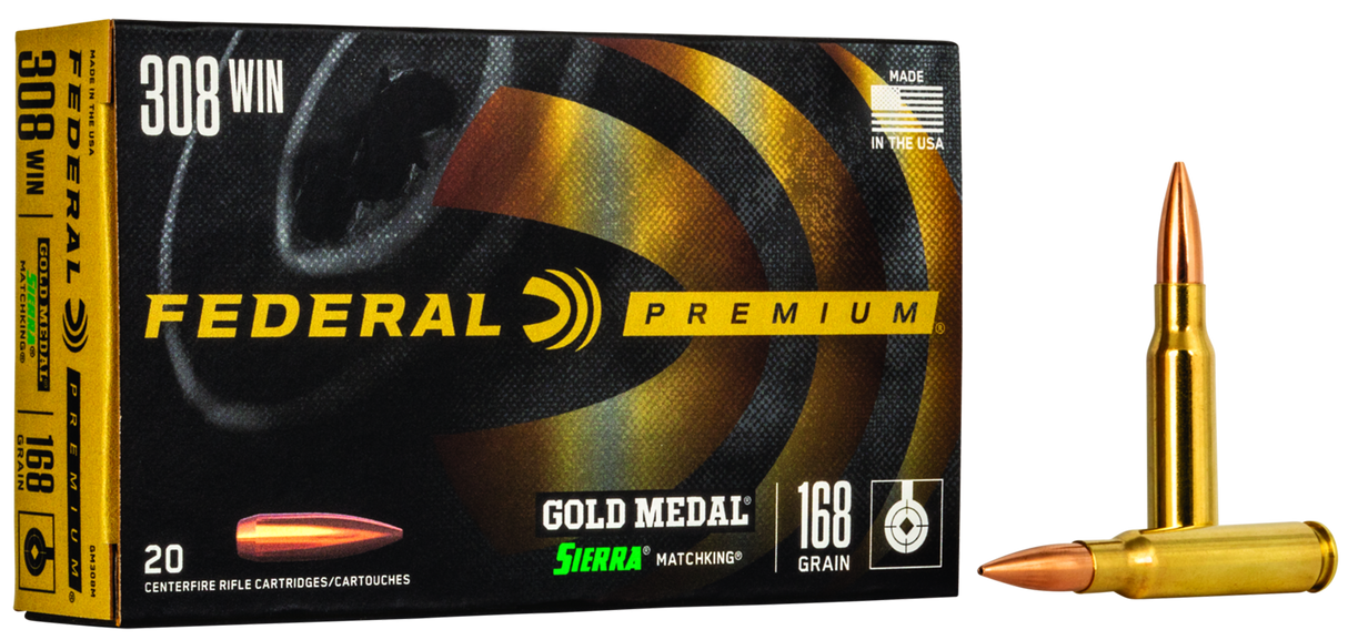 Federal Büchsenmunition Gold Medal .308 Win. 10,9g Sierra Matchking Boat Tail Hollow Point