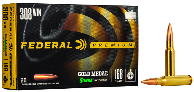 Federal Büchsenmunition Gold Medal .308 Win. 10,9g Sierra Matchking Boat Tail Hollow Point