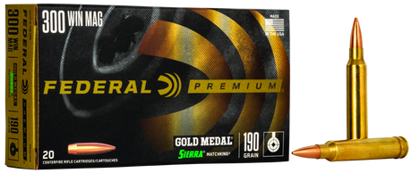 Federal Büchsenmunition Gold Medal .300 Win. Mag. 5,8g Sierra Matchking Boat Tail Hollow Point