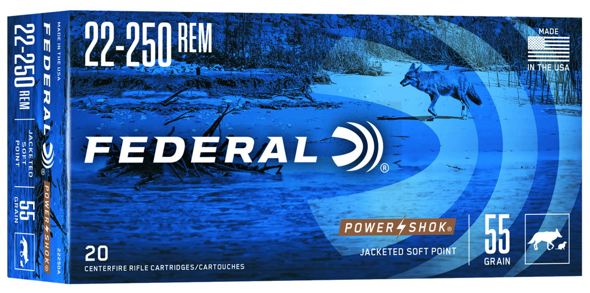 Federal Büchsenmunition .22-250 Rem. 3,6g Jacketed Soft Point Power Shok