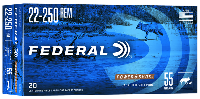 Federal Büchsenmunition .22-250 Rem. 3,6g Jacketed Soft Point Power Shok