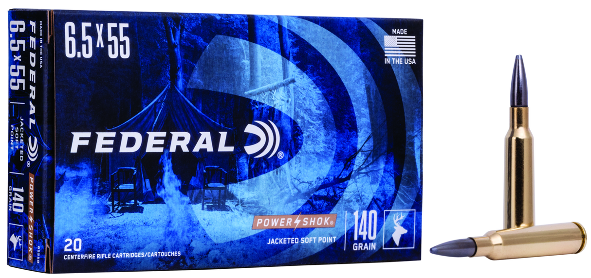 Federal Büchsenmunition 6,5 x 55 SE 9,1g Jacketed Soft Point Power Shok