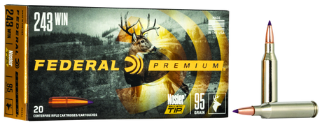 Federal Büchsenmunition Premium .243 Win. 6,2g Nosler Ballistic Tip Vital Shok