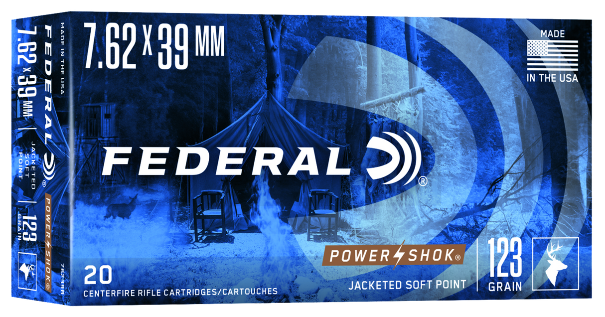 Federal Büchsenmunition 7,62 x 39 8g Jacketed Soft Point Power Shok