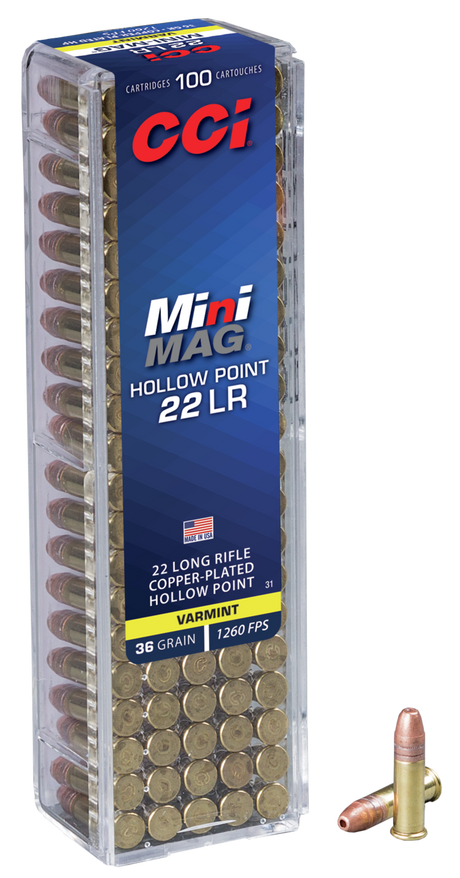 CCI Kleinkalibermunition .22 LR 2,3g Copper Plated Hollow Point Mini Mag