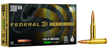 Federal Büchsenmunition Gold Medal .308 Win. 11,3g Sierra Matchking Boat Tail Hollow Point
