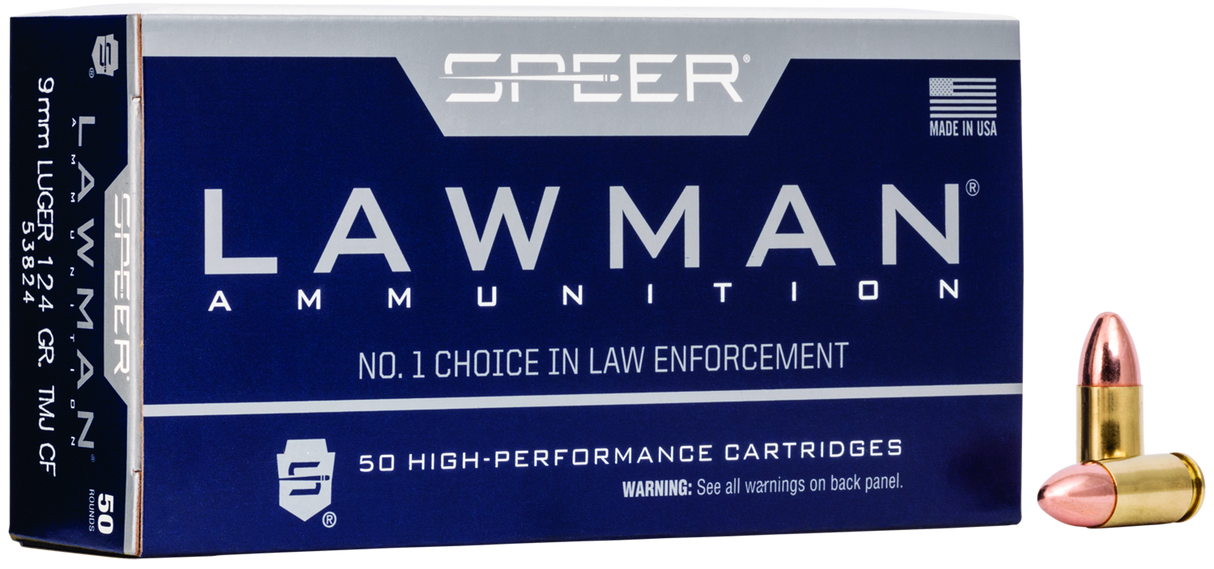 Speer Pistolenmunition Lawman 9 x 19 8g Total Metal Jacket Handgun Clean-Fire Training