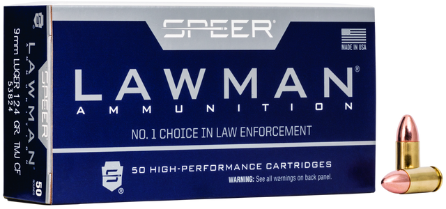 Speer Pistolenmunition Lawman 9 x 19 8g Total Metal Jacket Handgun Clean-Fire Training