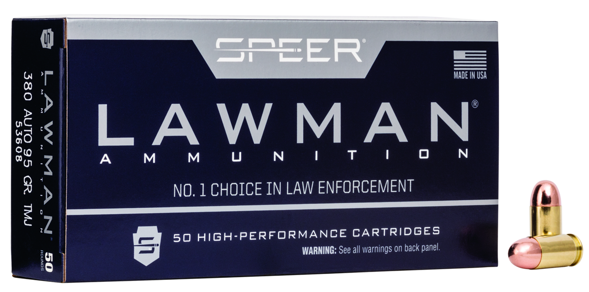 Speer Pistolenmunition Lawman .380 Auto 6,2g Total Metal Jacket Handgun Training