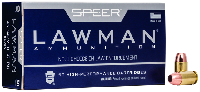 Speer Pistolenmunition Lawman .45 GAP 13g Total Metal Jacket Handgun Training