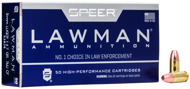 Speer Pistolenmunition Lawman 9 x 19 9,5g Total Metal Jacket Handgun Clean-Fire Training