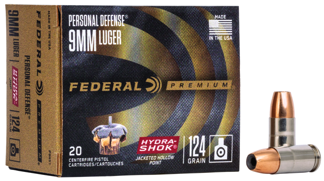 Federal Pistolenmunition Premium 9 x 19 8g Hydra-Shok Jacketed Hollow Point