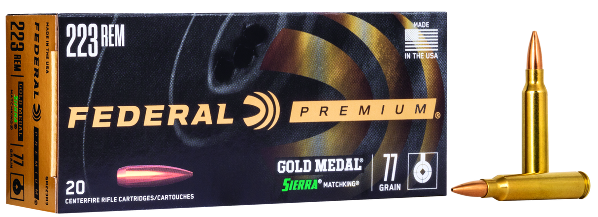 Federal Büchsenmunition Gold Medal .223 Rem 5g Sierra Matchking Boat Tail Hollow Point