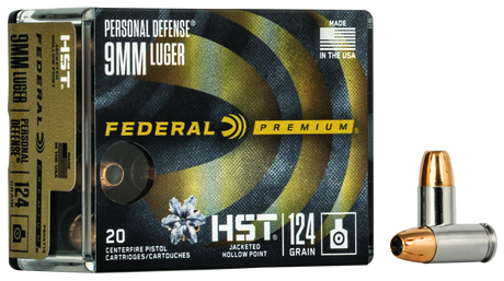 Federal Pistolenmunition Premium 9 x 19 8g HST Jacketed Hollow Point Personal Defense