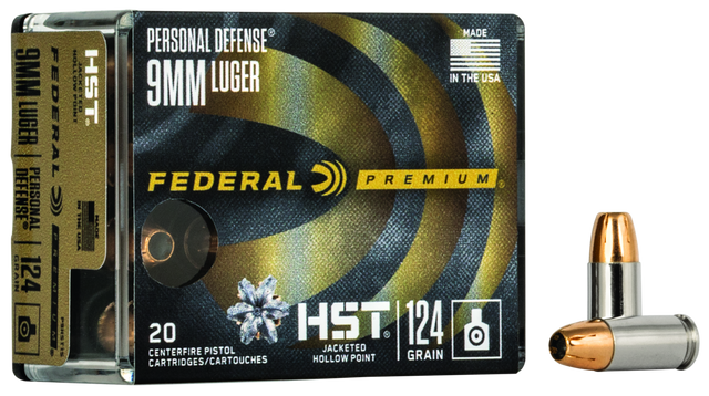 Federal Pistolenmunition Premium 9 x 19 8g HST Jacketed Hollow Point Personal Defense