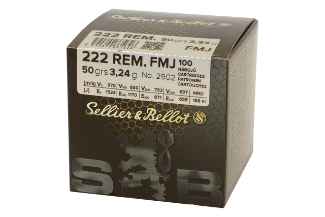 Sellier & Bellot Büchsenmunition .222 Rem. 3,24g Full Metal Jacket Schüttpackung mit 100 Stück