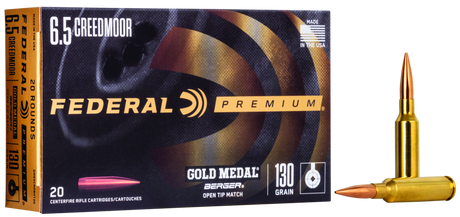 Federal Büchsenmunition Gold Medal 6,5 mm Creedmoor 8,4g Berger AR Hybrid Open Tip Match