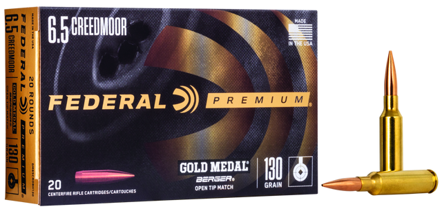 Federal Büchsenmunition Gold Medal 6,5 mm Creedmoor 8,4g Berger AR Hybrid Open Tip Match