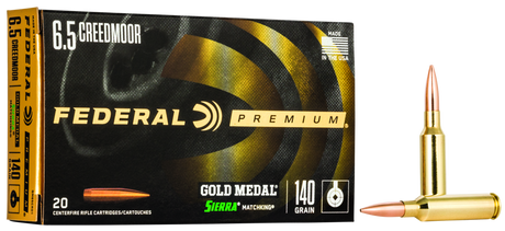 Federal Büchsenmunition Gold Medal 6,5 mm Creedmoor 9,1g Sierra Matchking Boat Tail Hollow Point