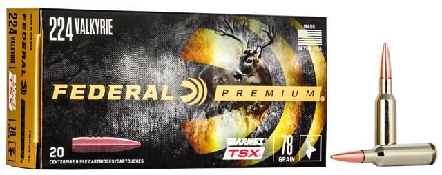 Federal Büchsenmunition Premium .224 Valkyrie 5,1g Barnes Triple-Shock X Bullet (TSX)
