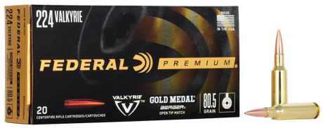 Federal Büchsenmunition Gold Medal .224 Valkyrie 5,2g Berger BT Target