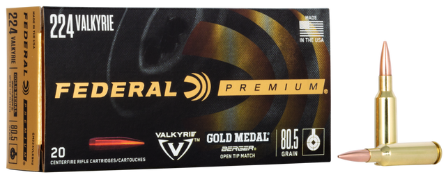 Federal Büchsenmunition Gold Medal .224 Valkyrie 5,2g Berger BT Target