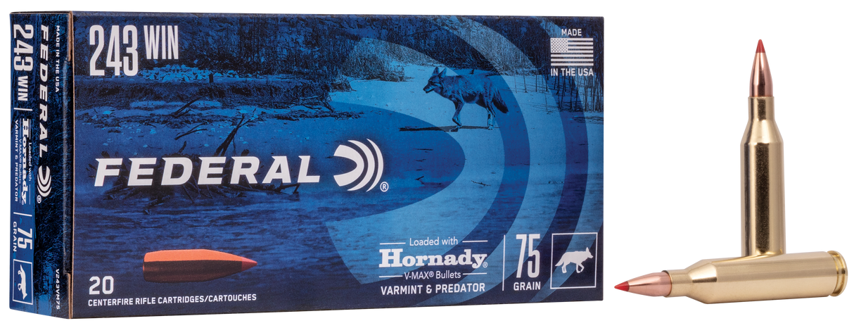Federal Büchsenmunition .243 Win. 4,9g Hornady V-Max