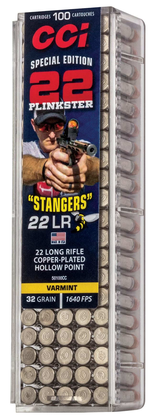 CCI Kleinkalibermunition .22 LR 2,10g Copper Plated Hollow Point Stanger, 1,640 fps muzzle velocity