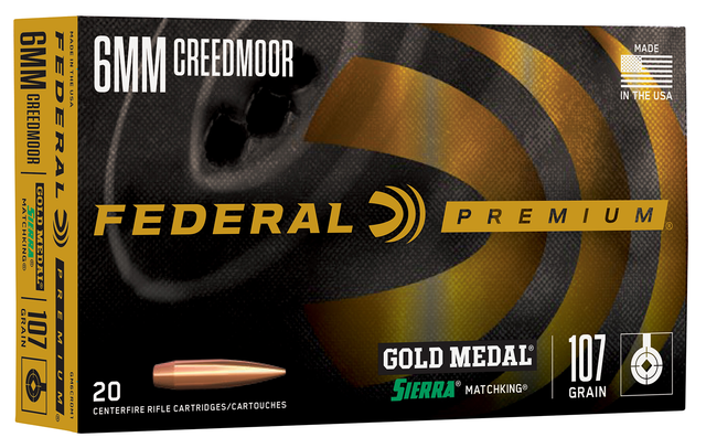 Federal Büchsenmunition Gold Medal 6 mm Creedmoor 6,9g Sierra Matchking Boat Tail Hollow Point