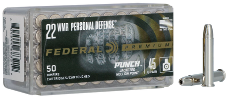 Federal Büchsenmunition Premium .22 Win. Mag. 2,90g Jacketed Hollow Point Punch Personal Defense