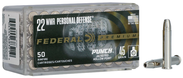 Federal Büchsenmunition Premium .22 Win. Mag. 2,90g Jacketed Hollow Point Punch Personal Defense