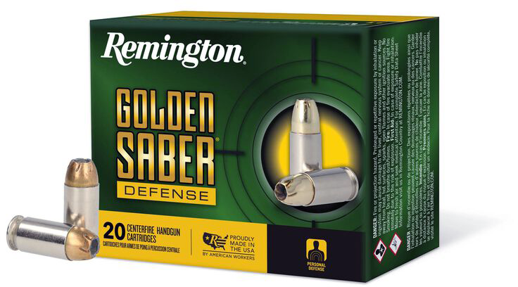 Remington Pistolenmunition .40 S&W 12,00g Brass Jacketed Hollow Point Golden Saber Defense