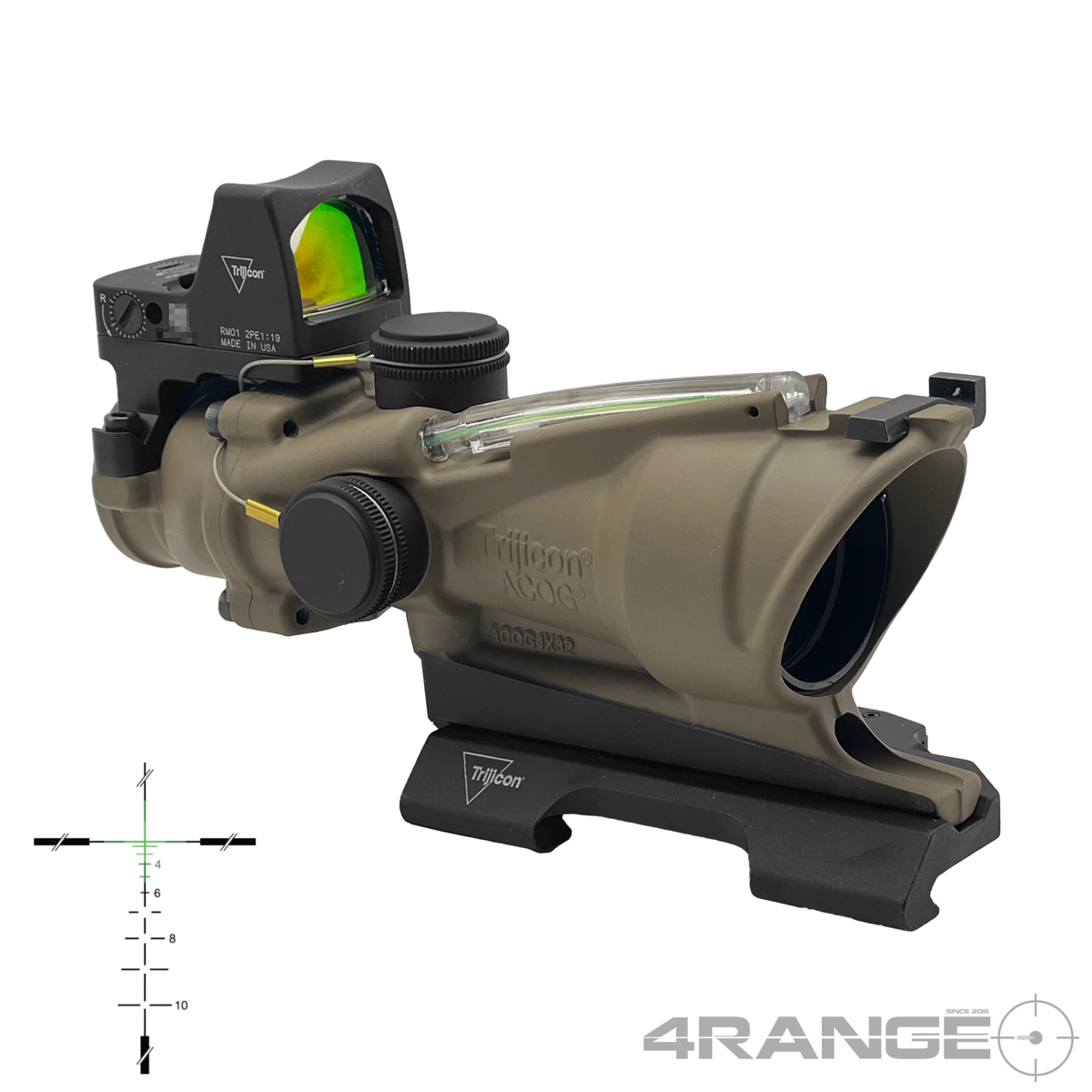 Trijicon ACOG 4x32 BAC ECOS Riflescope & RMR 3.25 MOA Green Crosshair Reticle - Dark Earth