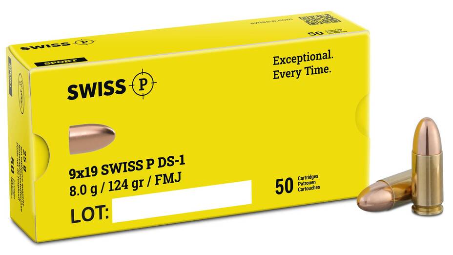 SWISS P 9x19 DS-1 8,0g/124gr – 50 Stück