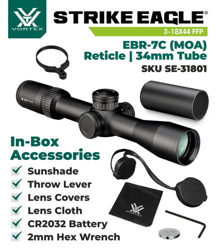 Vortex Optics Strike Eagle 3-18x44 FFP Riflescope EBR-7C MOA