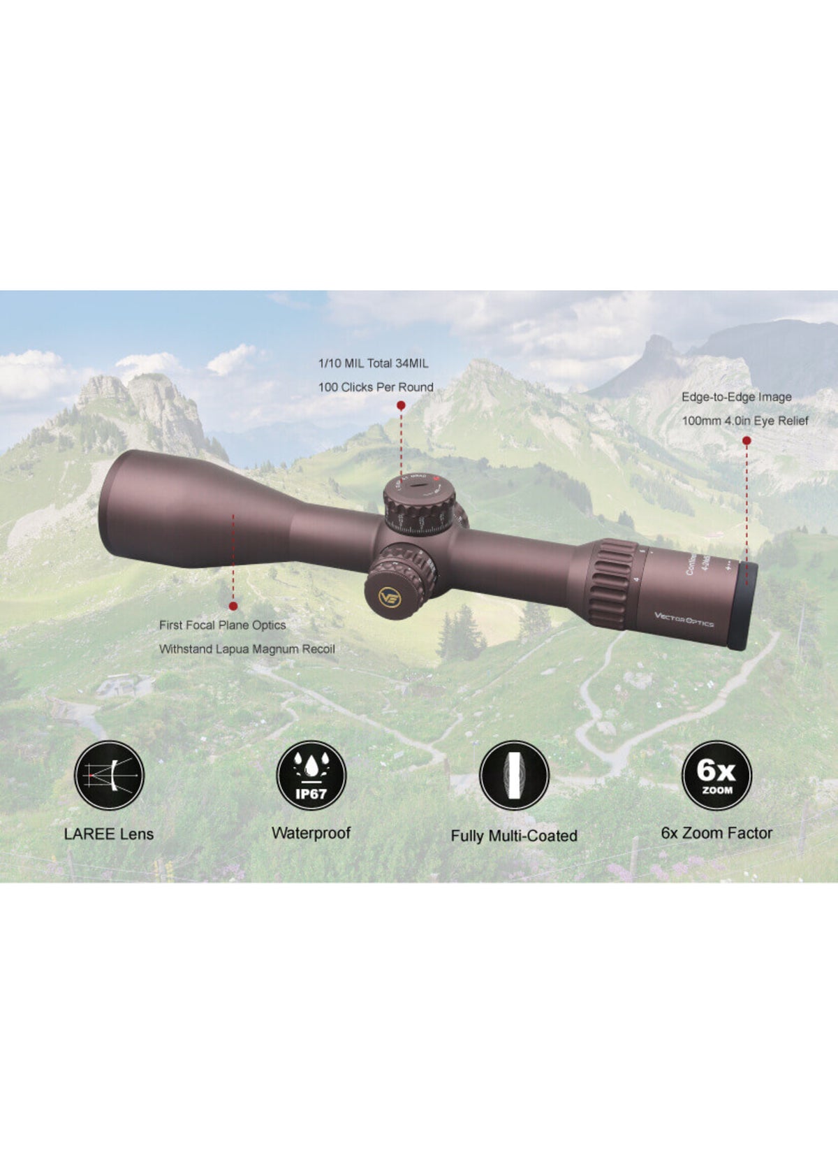 Vector Optics Continental x6 4-24x56 FFP PRS Riflescope - Dark Earth